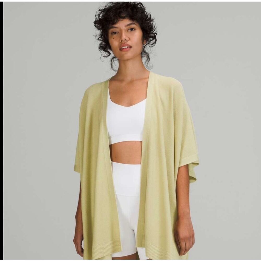 Lululemon 100% Merino Wool Open Front Wrap Cardigan XS/S Sage Green